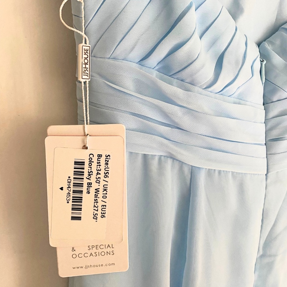 NWT JJ’s House Sky Blue Shoulder Cut Out Back Bridesmaid/Wedding Dress [US 6] - Picture 10 of 12